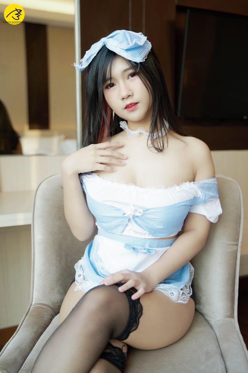 Ex RRQ Lipay Cosplay Blue Maid , basah basahan WOW! 13 RRQ Lipay Blue maid 8